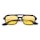 Pro Acme Vintage 70s Flat Pilot Sunglasses for Women Men Small Frame Rectangular Glasses UV400 Protection Shades Black Frame Yellow Lens