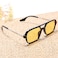 Pro Acme Vintage 70s Flat Pilot Sunglasses for Women Men Small Frame Rectangular Glasses UV400 Protection Shades Black Frame Yellow Lens
