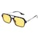 Pro Acme Vintage 70s Flat Pilot Sunglasses for Women Men Small Frame Rectangular Glasses UV400 Protection Shades Black Frame Yellow Lens