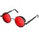 PROUDDEMON Retro Gothic Steampunk Sunglasses for Women Men Round Lens Metal Frame Shields for Parties Festivals Black Red