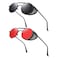 RONSOU Steampunk Style Round Vintage Sunglasses Retro Eyewear UV400 Protection Matel Frame Gray Red Lens