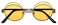 OWL Round Retro Vintage Circle Style Tint Sunglasses Metal Frame Yellow Tinted Lens 43mm UVB