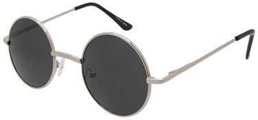 OWL Round Retro Vintage Circle Style Tint Sunglasses Silver Metal Smoke Lens 43 mm
