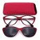 SA106 Cateye Magnetic Clip On Polarized Sunglasses On Bifocal Reading Glasses Solid Red 25 x