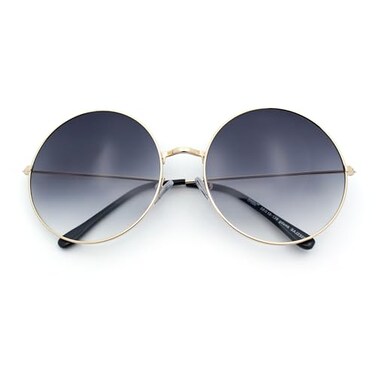 SA106 Classic Oversize Style Hippie Round Circle Lens Sunglasses Gold Frame Black Smoke Lens
