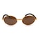 SA106 Retro Art Nouveau Vintage Style Small Oval Metal Frame Sunglasses Yellow Gold Solid Brown