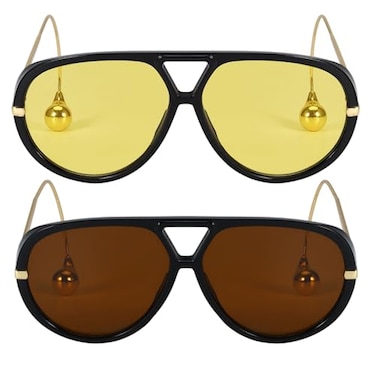 SODQW 2 Pack Oversized Aviator Sunglasses for Women Men With Earring Trendy Large Big Double Bridge 2025 Shades