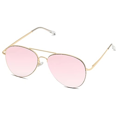 SOJOS Classic Aviator Sunglasses for Women Men Metal Frame Spring Hinges SJ1030 GoldPink