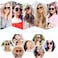 SOJOS Classic Round Sunglasses for Women Men Retro Vintage Large Plastic Frame BLOSSOM SJ2067 with Black FrameGrey Lens