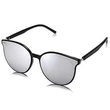 SOJOS Classic Round Sunglasses for Women Men Retro Vintage Shades Large Plastic Frame Sunnies SJ2067 with Black FrameSilver Mirrored Lens