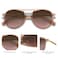 SOJOS Retro Aviator Polarized Sunglasses for Women Men Double Bridge Ladies Shades SJ2078 with Clear Brown FrameGradient Brown Lens