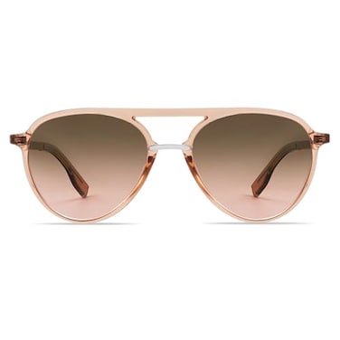 SOJOS Retro Aviator Polarized Sunglasses for Women Men Double Bridge Ladies Shades SJ2078 with Clear Brown FrameGradient Brown Lens
