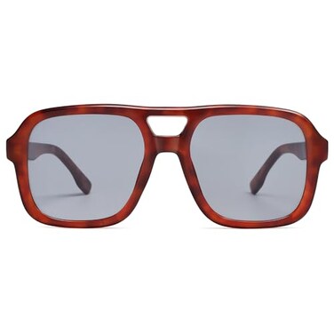 SOJOS Retro Aviator Sunglasses For Women Men Square Womens Square Sun Glasses SJ2355Brown Tortoise Grey
