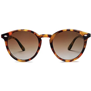 SOJOS Retro Round Polarized Sunglasses for Women Men Classic Vintage Sunnies SJ2069 Amber TortoiseBrown