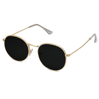 SOJOS Small Round Polarized Sunglasses for Women Men Classic Vintage Retro Shades UV400 SJ1014 GoldGrey
