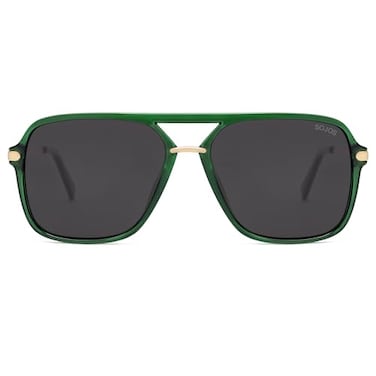 SOJOS Sunglasses for Women Men Square Retro Polarized Lens Trendy Aviator 90s Shades SJ2229Green Grey