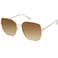 SOJOS Trendy Oversized Square Metal Frame Sunglasses for Women Men Retro Big Flat Lens UV Protection Sunglasses SJ1146 Gold FrameGradient Brown Lens