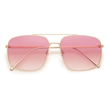 SOJOS Trendy Square Aviator Sunglasses for Women Men Gold Frame Light Tint Gradient Shades SJ1176 GoldGradient Pink
