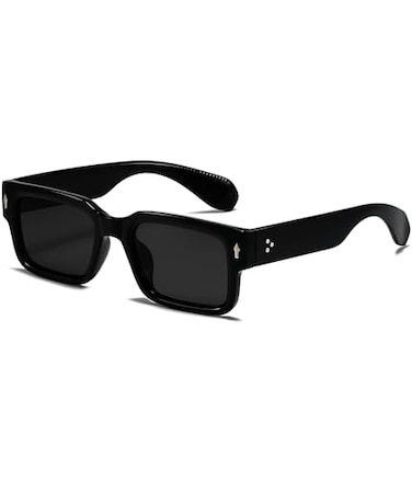 SUNBSR Classic Square Sunglasses for Women Men Trendy Thick Frame Rectangle Sun Glasses Chunky Black Shades BlackGrey