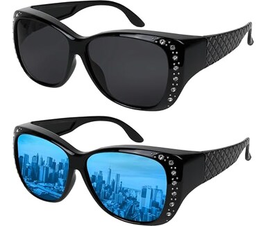 Yogo Vision Sunglasses that Fit Over Glasses for Women UV Protection Polarized and HD Vision Fitover Eyeglasses