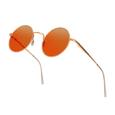 SunnyPro Hippie Glasses 70s Orange Sunglasses Women Disco 70s Accessories Round Shades