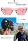 Teumire Retro Rectangle Polarized Sunglasses for Small Face Women Men Chunky Square Thick Frame Glasses UV400 ProtectionTransparent PinkPink