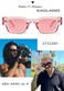 Teumire Retro Rectangle Polarized Sunglasses for Small Face Women Men Chunky Square Thick Frame Glasses UV400 ProtectionTransparent PinkPink