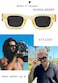 Teumire Retro Rectangle Polarized Sunglasses for Small Face Women Men Chunky Square Thick Frame Glasses UV400 ProtectionTransparent YellowGrey
