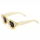 Teumire Retro Rectangle Polarized Sunglasses for Small Face Women Men Chunky Square Thick Frame Glasses UV400 ProtectionTransparent YellowGrey