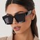 Teumire Thick Square Frame Sunglasses for Women Men Retro Chunky Rectangle Sun Glasses Fashion Black ShadesBlack FrameGrey Lens