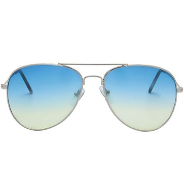 The Fresh Classic Metal Frame Oceanic Color Lens Aviator Sunglasses with Gift Box Silver BlueYellow