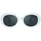 The Fresh Clout Goggles Oval Mod Retro Vintage Kurt Cobain Inspired Sunglasses Round Lens Gift Box 5Shiny White Grey