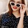 The Fresh Clout Goggles Oval Mod Retro Vintage Kurt Cobain Inspired Sunglasses Round Lens Gift Box 5Shiny White Grey