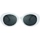 The Fresh Clout Goggles Oval Mod Retro Vintage Kurt Cobain Inspired Sunglasses Round Lens Gift Box 5Shiny White Grey