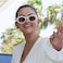 VANLINKER Polarized Trendy Thick Oval Round Sunglasses for Women Retro Shades VL9825 WhiteBeige