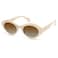 VANLINKER Polarized Trendy Thick Oval Round Sunglasses for Women Retro Shades VL9825 WhiteBeige