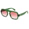 VANLINKER Retro Square Aviator Sunglasses for Women Men 70s Vintage Style Trendy Flat Top Rectangle Sun Glasses VL9826 Green Gradient Red