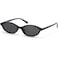 ViewJoy Retro Oval Cat Eye Sunglasses for Women Small Y2K Thin Frame 100 UV Protection Lightweight Vintage 90s Slim Black Sun Glasses