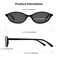 ViewJoy Retro Oval Cat Eye Sunglasses for Women Small Y2K Thin Frame 100 UV Protection Lightweight Vintage 90s Slim Black Sun Glasses