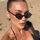 ViewJoy Retro Oval Cat Eye Sunglasses for Women Small Y2K Thin Frame 100 UV Protection Lightweight Vintage 90s Slim Black Sun Glasses