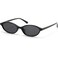 ViewJoy Retro Oval Cat Eye Sunglasses for Women Small Y2K Thin Frame 100 UV Protection Lightweight Vintage 90s Slim Black Sun Glasses
