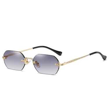 WDZAYXC Retro Rimless Sunglasses for Women Men Rectangle SunglassesGoldGradient Grey