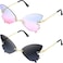 Weewooday 2 Pairs Butterfly Sunglasses for Women Men Gradient Rimless Glasses Eyewear Butterfly Wing SunglassesGradient Pink Grey