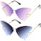 Weewooday 2 Pairs Butterfly Sunglasses for Women Men Gradient Rimless Glasses Eyewear Butterfly Wing SunglassesGradient Purple Blue