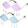 Weewooday 2 Pairs Tassel Clouds Shaped Sunglasses Rimless Men Women 90s Disco Sunglasses Light Blue Purple