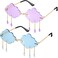 Weewooday 2 Pairs Tassel Clouds Shaped Sunglasses Rimless Men Women 90s Disco Sunglasses Light Blue Purple