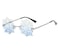 YAMEIZE Snowflake Shape Rimless Sunglasses Novelty Unique Party Eyeglasses Christmas Fun Glasses for Women Men ClearBlue