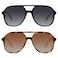 YDAOWKN Retro Square Aviator Sunglasses for Womens Mens Vintage 70s Double Bridge Sun Glasses