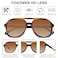 YDAOWKN Retro Square Aviator Sunglasses for Womens Mens Vintage 70s Double Bridge Sun Glasses