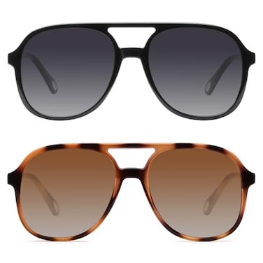 YDAOWKN Retro Square Aviator Sunglasses for Womens Mens Vintage 70s Double Bridge Sun Glasses